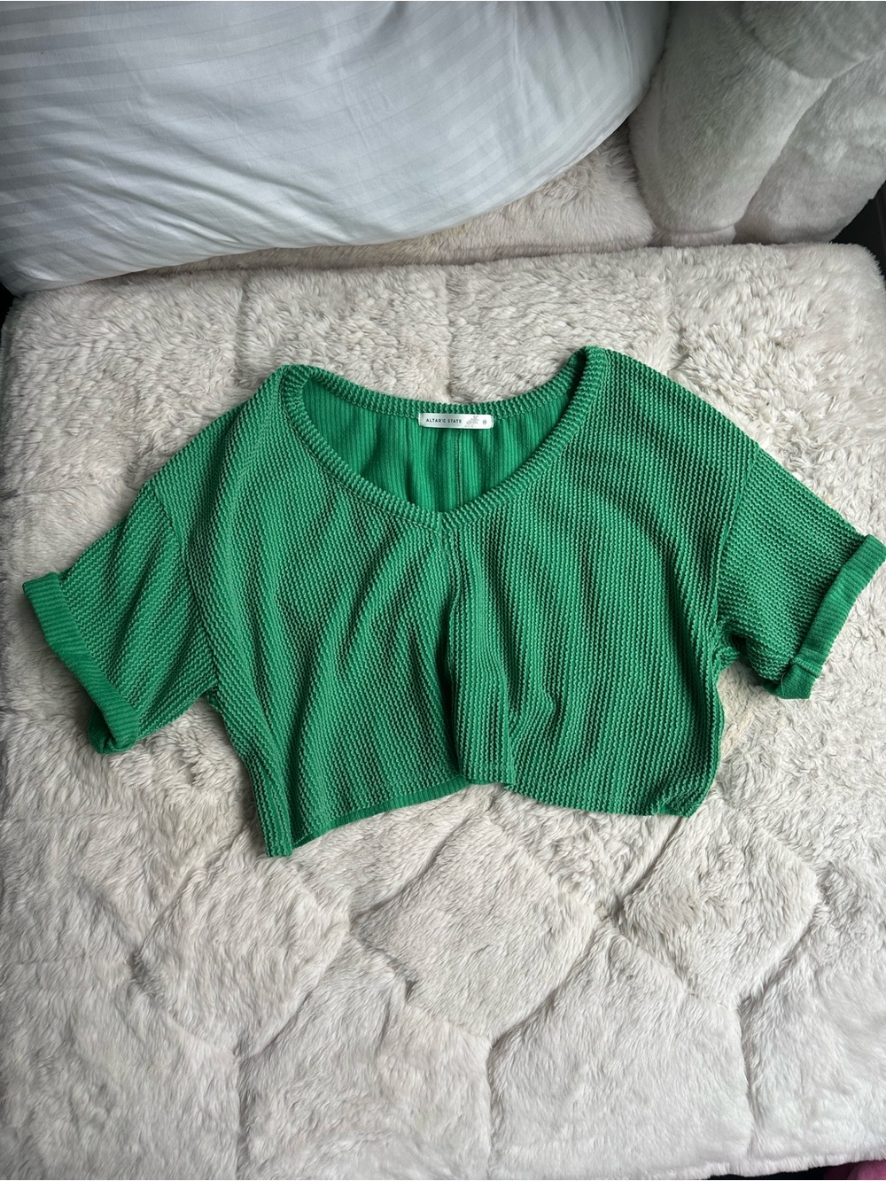 Altar’d State Crop Knit Top in Green